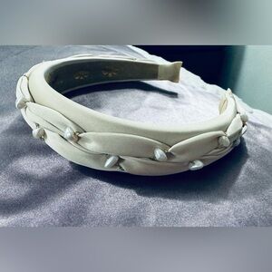 Elegant Cream Headband with Pearl Accents
